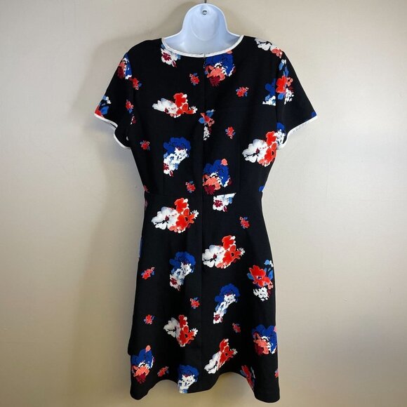 Vince Camuto Womens FLORAL Fit Flare Dress Size 10 Multicolor Short Sleeve Knit - Picture 6 of 13